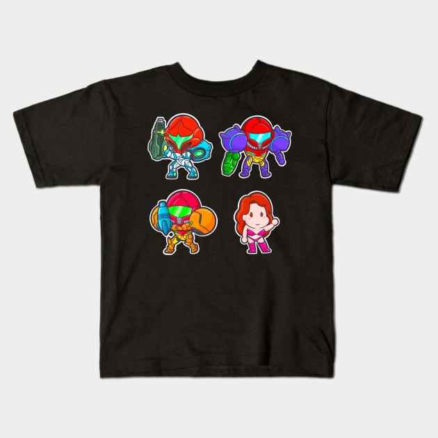 Chibi Metroid (Pack 1) Kids T-Shirt by DrawingsFromHell